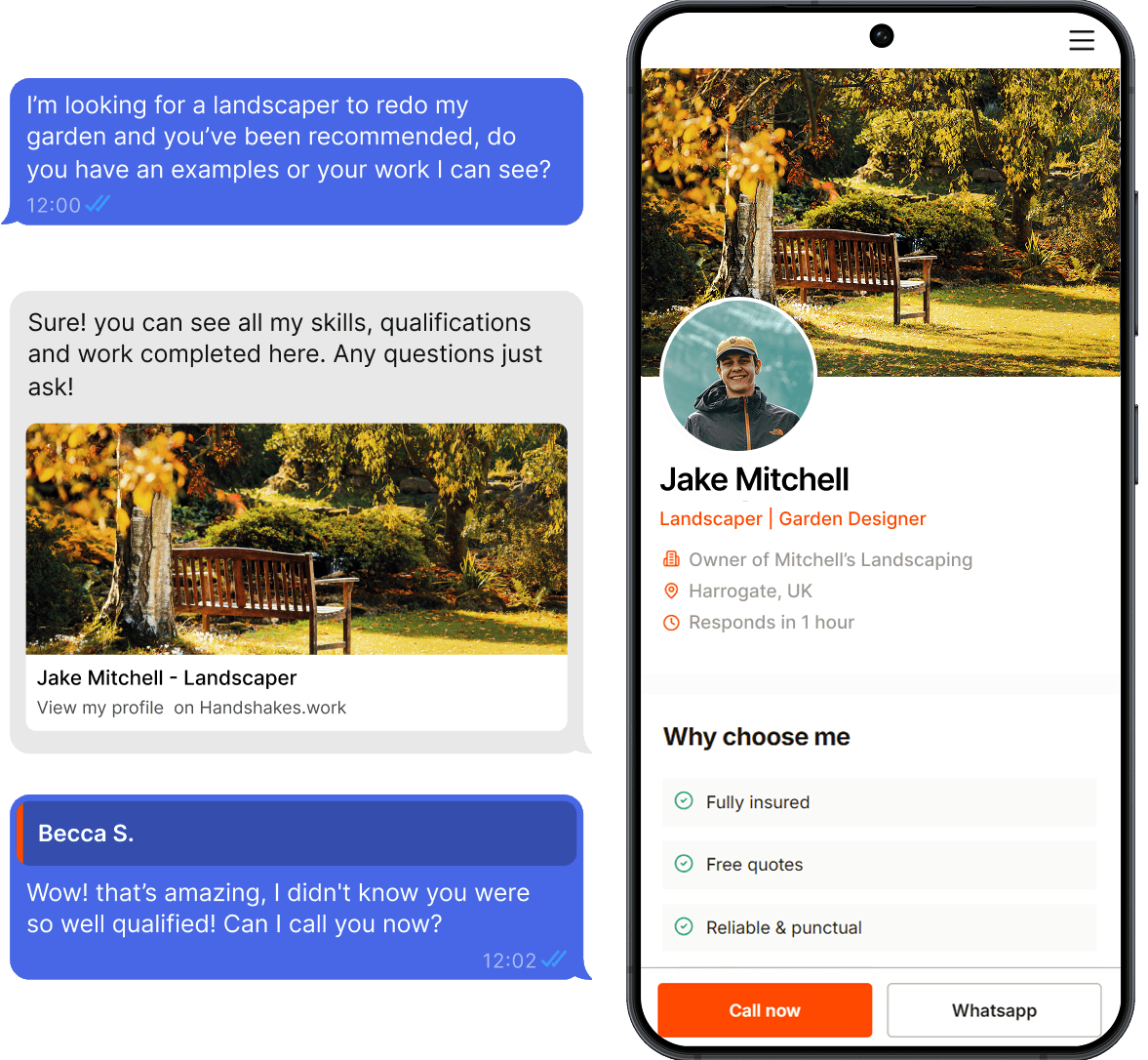Check My Work profile example on mobile